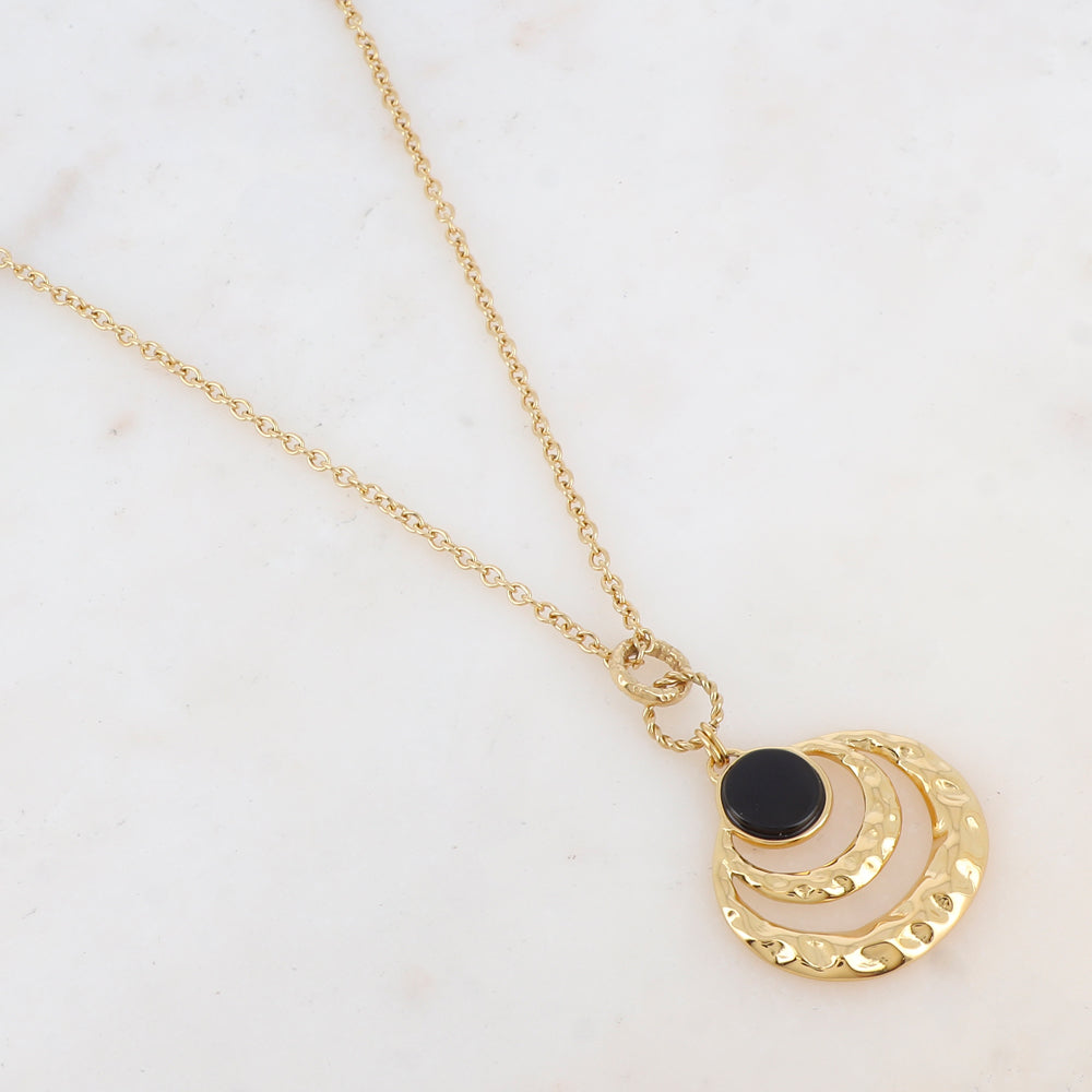 Collier avec pendentif rond ajouré de façon graphique (60+10CM)
