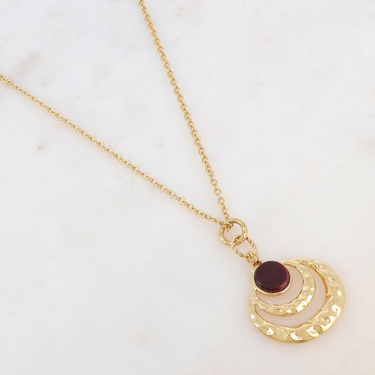 Collier avec pendentif rond ajouré de façon graphique (60+10CM)