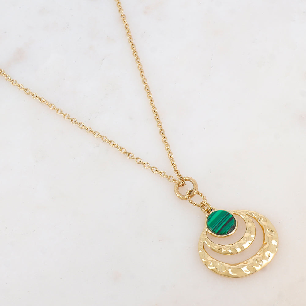 Collier avec pendentif rond ajouré de façon graphique (60+10CM)