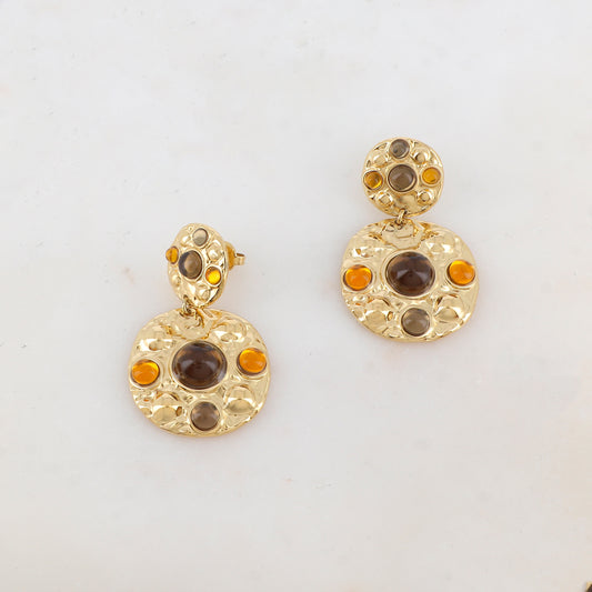 B.O à puce avec 2 pièces rondes et 8 pâtes de verre rondes 2,7 x 4,3 cm.