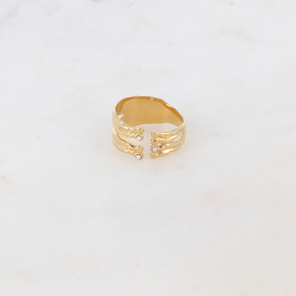 Bague multi-rangs avec strass zirconium