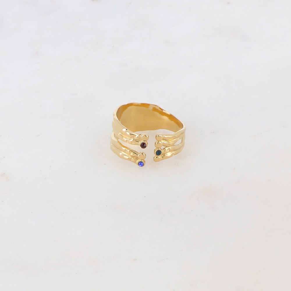 Bague multi-rangs avec strass zirconium