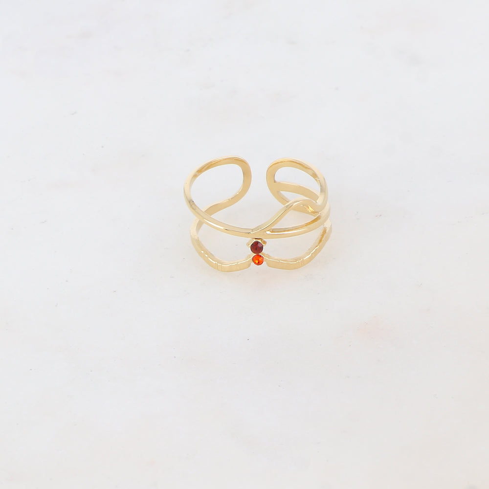 Bague multi-rangs avec deux strass