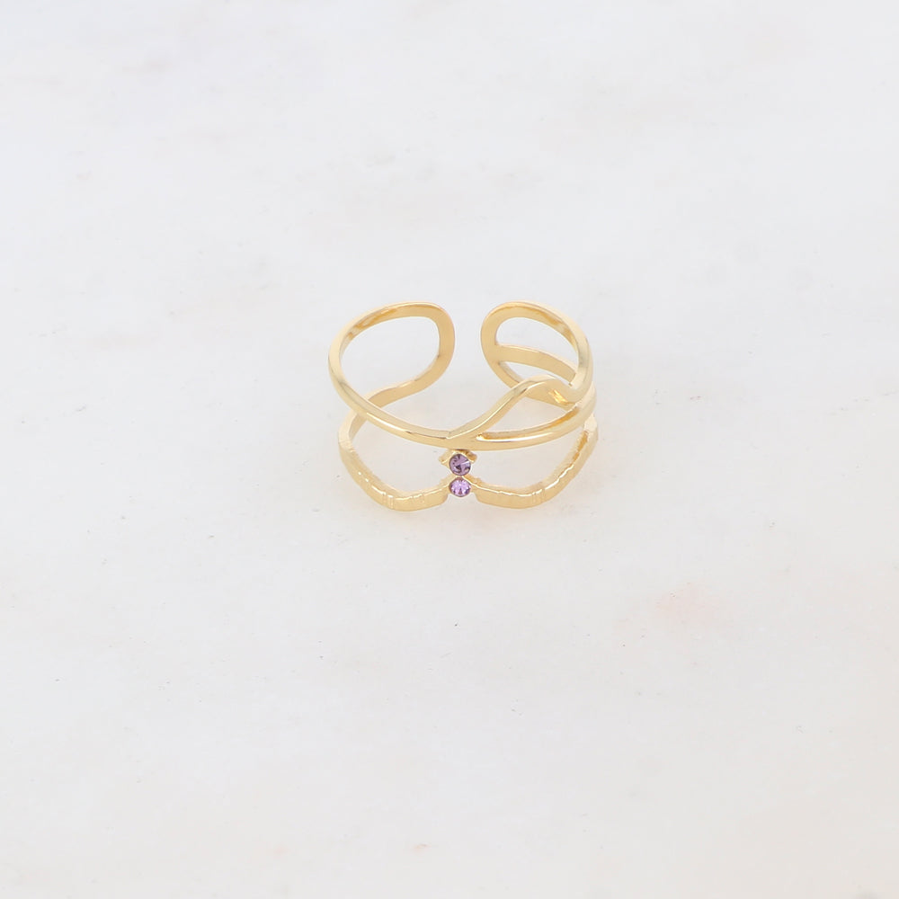 Bague multi-rangs avec deux strass