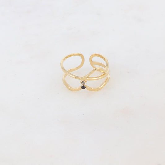 Bague multi-rangs avec deux strass