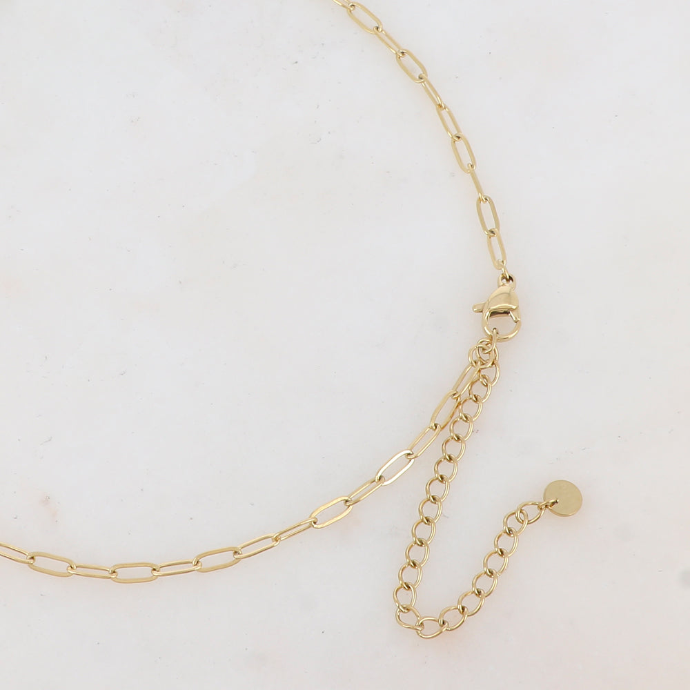 Sautoir avec anneau, pendentif fleur et strass (70+5CM)