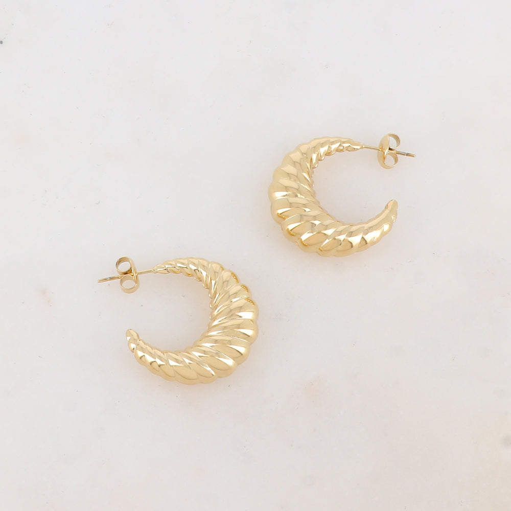 Créoles à puce style bombé avec motif graphique (2.5CM)