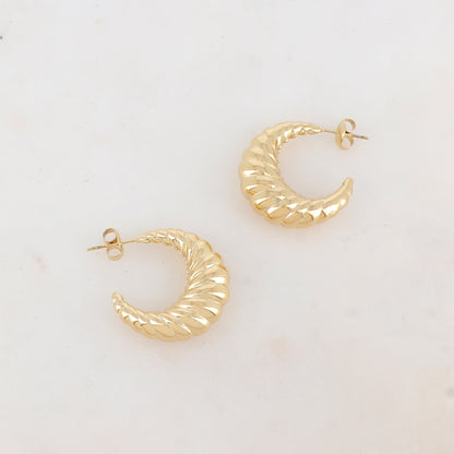 Créoles à puce style bombé avec motif graphique (2.5CM)