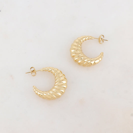 Créoles à puce style bombé avec motif graphique (2.5CM)