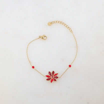 Bracelet avec fleur émaillée et strass