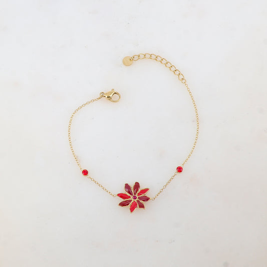 Bracelet avec fleur émaillée et strass