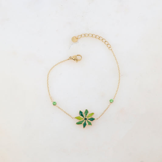 Bracelet avec fleur émaillée et strass