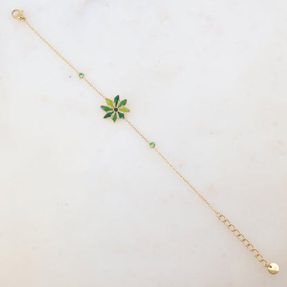 Bracelet avec fleur émaillée et strass