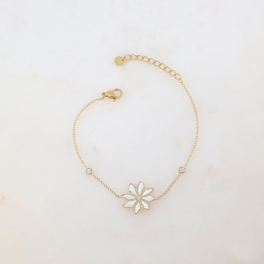 Bracelet avec fleur émaillée et strass