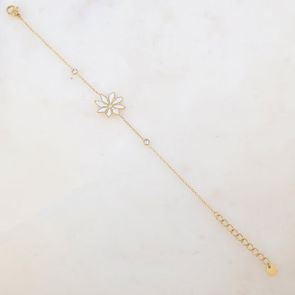 Bracelet avec fleur émaillée et strass