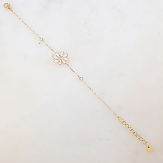 Bracelet avec fleur émaillée et strass