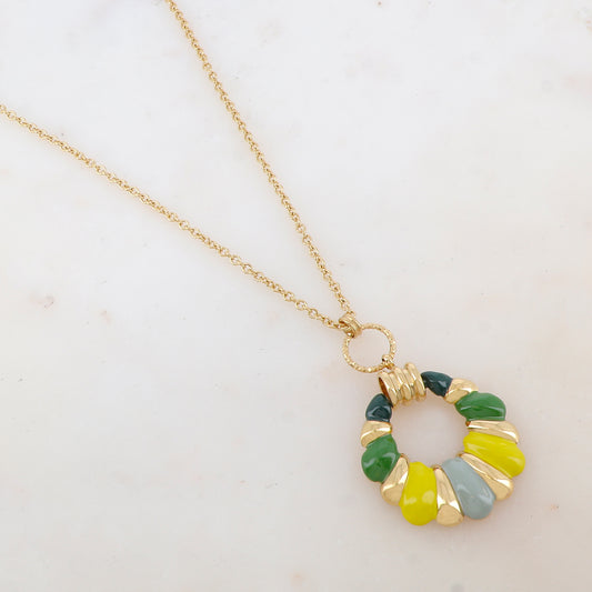 Sautoir avec pendentif émaillé (80+10CM)