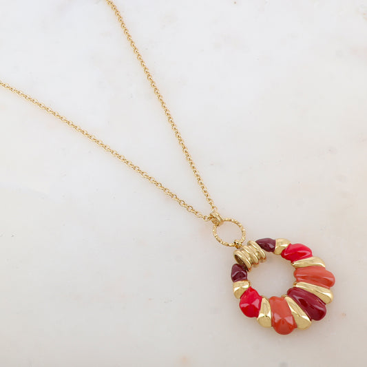Sautoir avec pendentif émaillé (80+10CM)