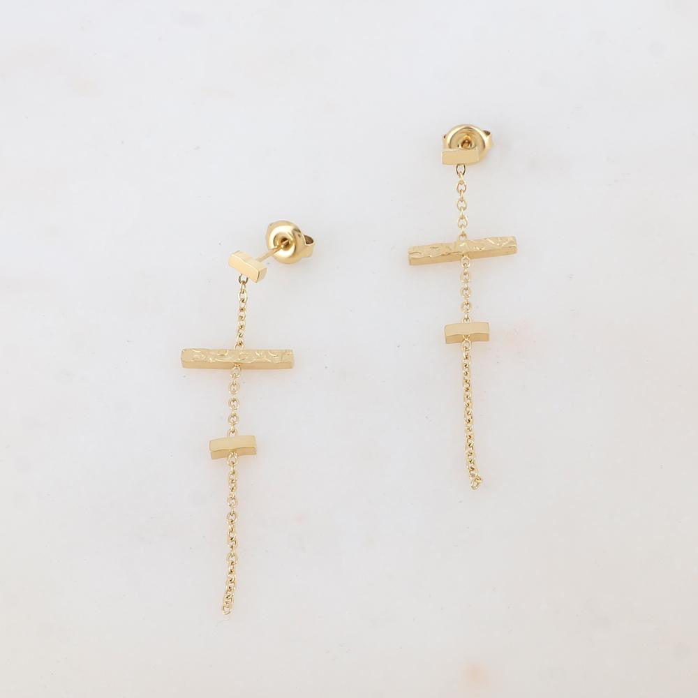 B.O à puce avec une chaîne et 3 barres : 2 lisses et 1 martelée 1,5 x 5 cm