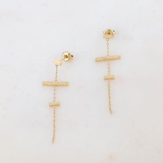 B.O à puce avec une chaîne et 3 barres : 2 lisses et 1 martelée 1,5 x 5 cm