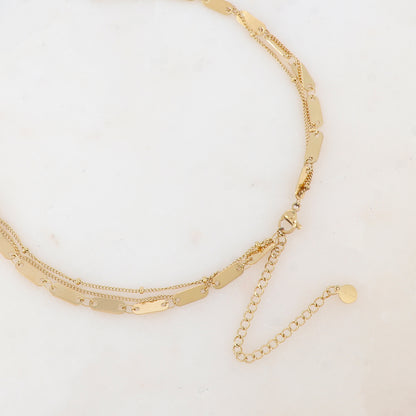 Collier triple rangs avec pendentif fleur 44/36,5/40,5+6,5CM