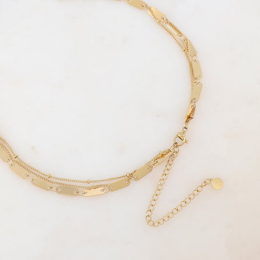 Collier triple rangs avec pendentif fleur 44/36,5/40,5+6,5CM