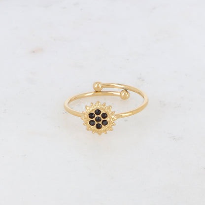 Bague fine ajustable avec soleil et strass