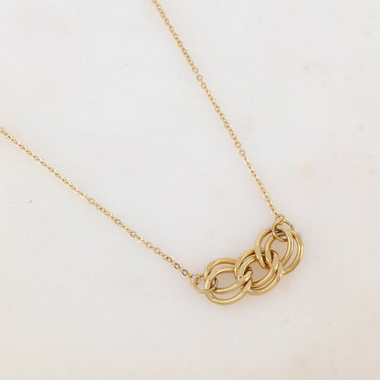Collier avec pendentif double grosse maille (45+5CM)