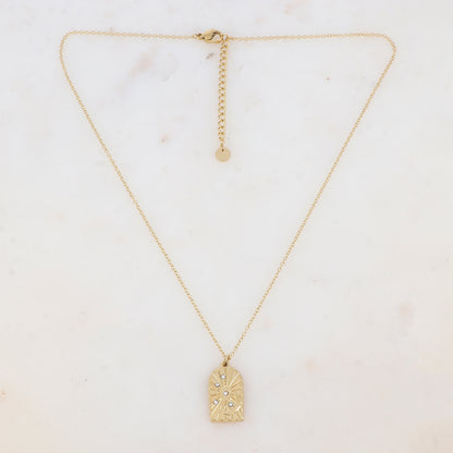 Collier avec pendentif géométrique, motif soleil et lune, strass (40+5CM)