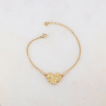 Bracelet deux rangs avec feuille