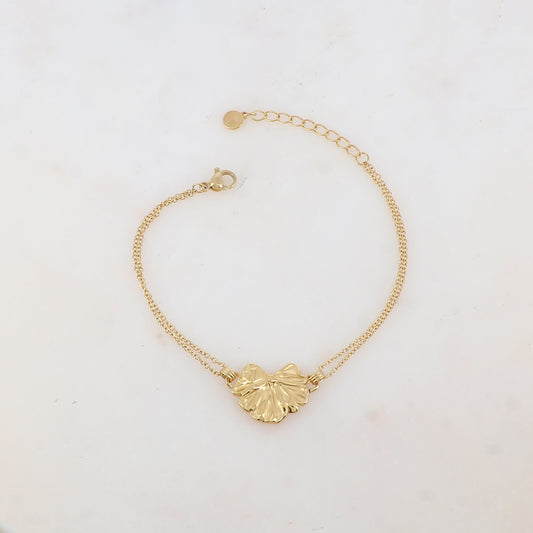 Bracelet deux rangs avec feuille