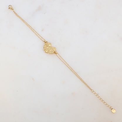 Bracelet deux rangs avec feuille