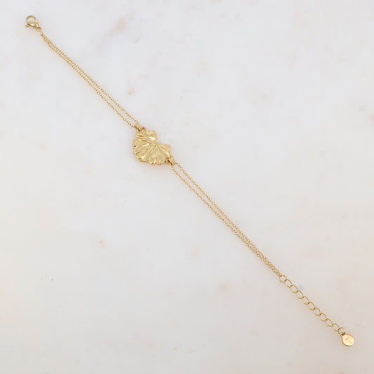 Bracelet deux rangs avec feuille