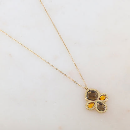 Collier 2 rangs avec 4 pâtes de verre (40+5CM)