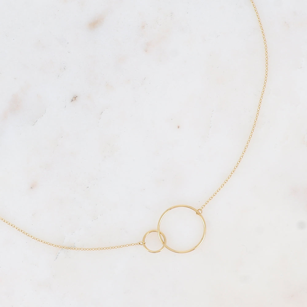 Collier double anneaux entrelacés 40+5 cm