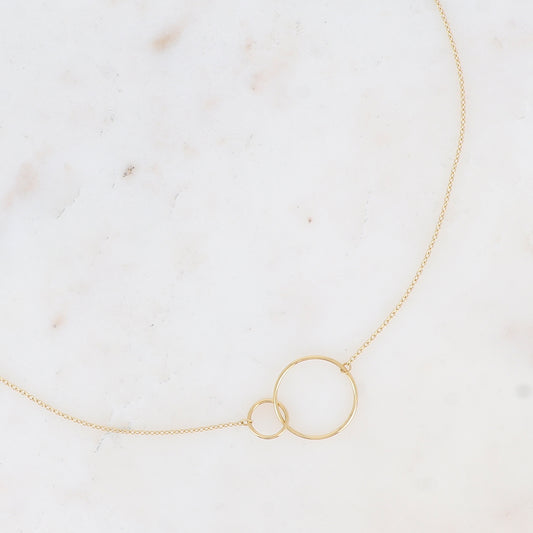 Collier double anneaux entrelacés 40+5 cm