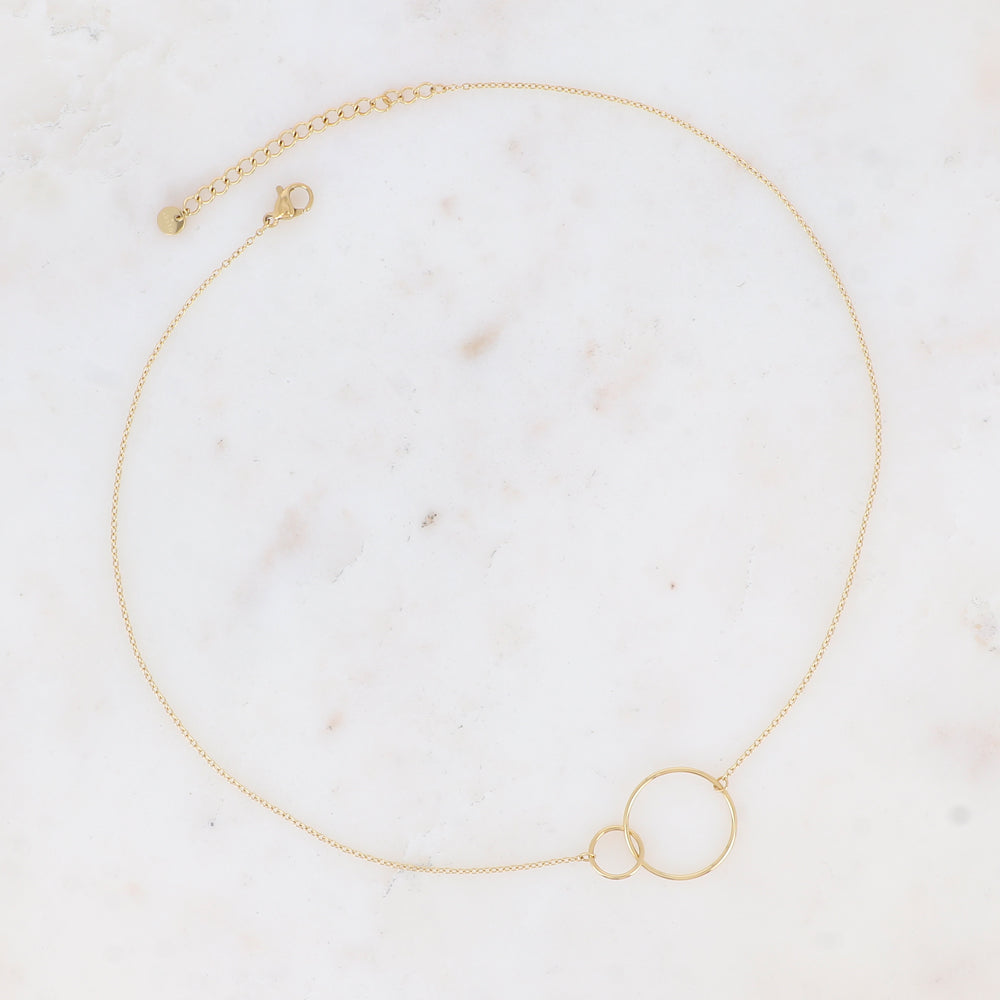 Collier double anneaux entrelacés 40+5 cm