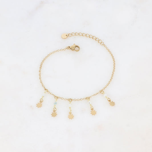 Bracelet embelli d'étoiles et de pierres naturelles - Agate blanche