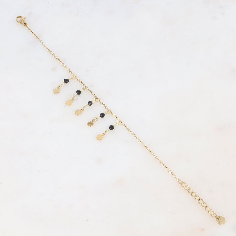 Bracelet embelli d'étoiles et de pierres naturelles - Agate noire