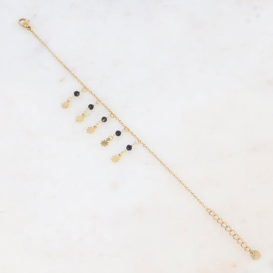 Bracelet embelli d'étoiles et de pierres naturelles - Agate noire