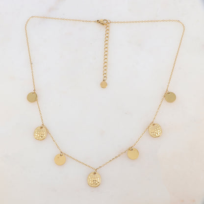 Collier avec 3 pampilles martelées et 4 lisses (40+5CM)