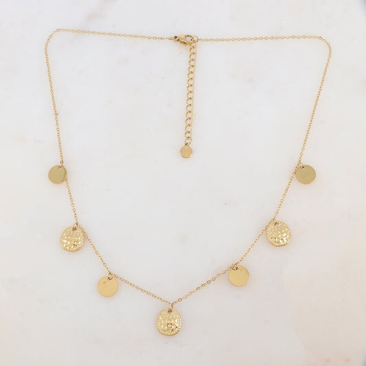 Collier avec 3 pampilles martelées et 4 lisses (40+5CM)