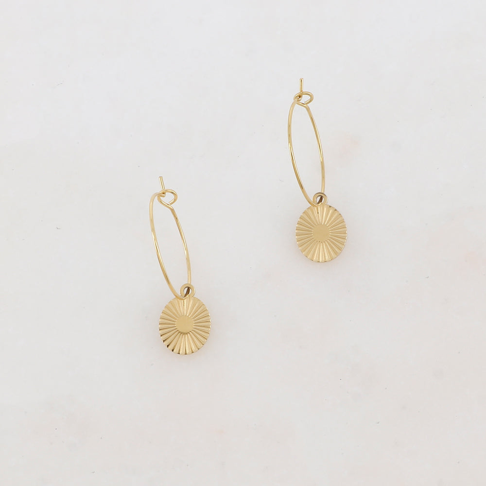 Créoles avec pendant ovale 1,4 x 2,2 cm