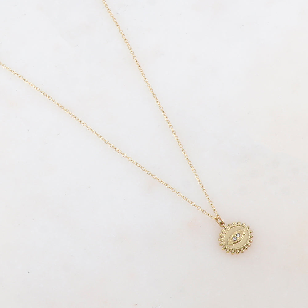 Collier avec pendentif ovale et 2 strass (40+5CM)