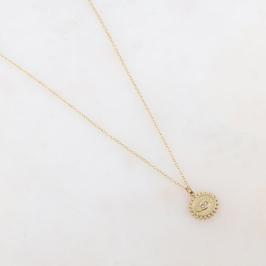 Collier avec pendentif ovale et 2 strass (40+5CM)