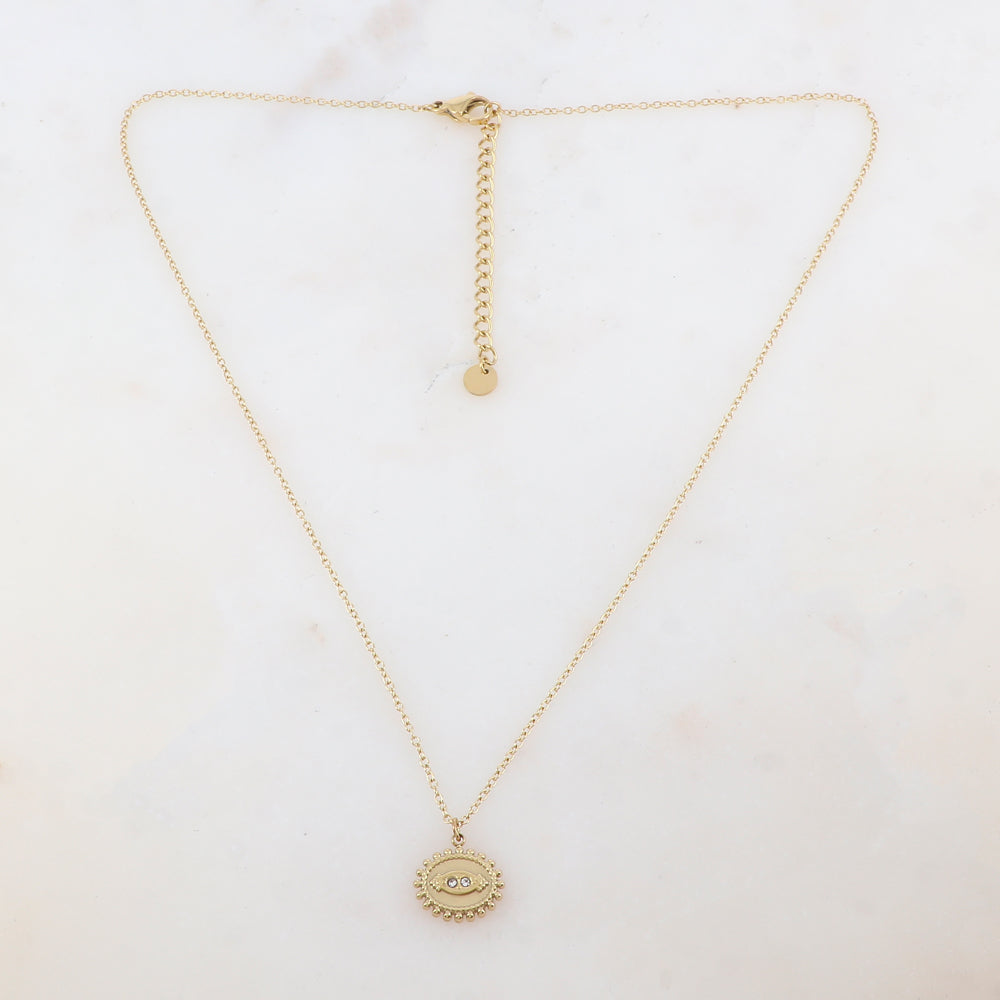 Collier avec pendentif ovale et 2 strass (40+5CM)
