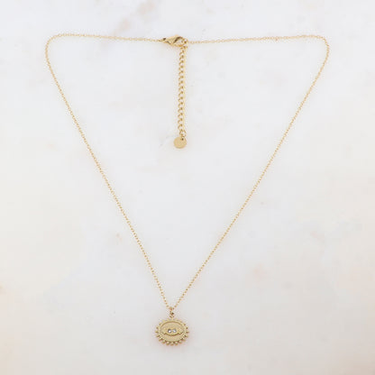 Collier avec pendentif ovale et 2 strass (40+5CM)