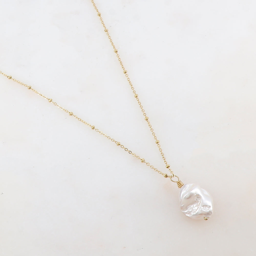 Collier avec pendentif perle d'eau douce (38+5CM)