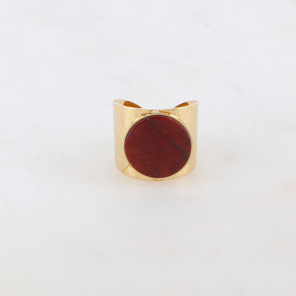 Bague épaisse martelée avec pierre naturelle - Œil de taureau