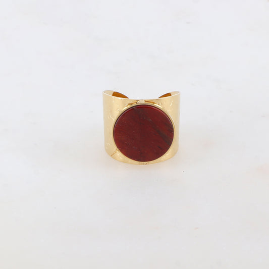 Bague épaisse martelée avec pierre naturelle - Œil de taureau